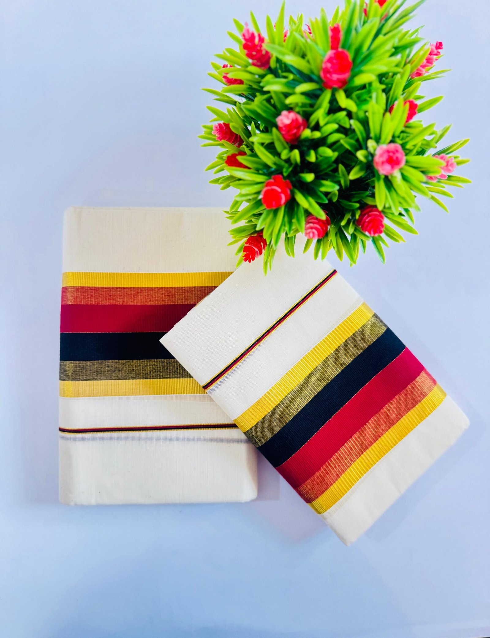 AAR014 (2) Kerala Handloom Single Set Mund - Image 1