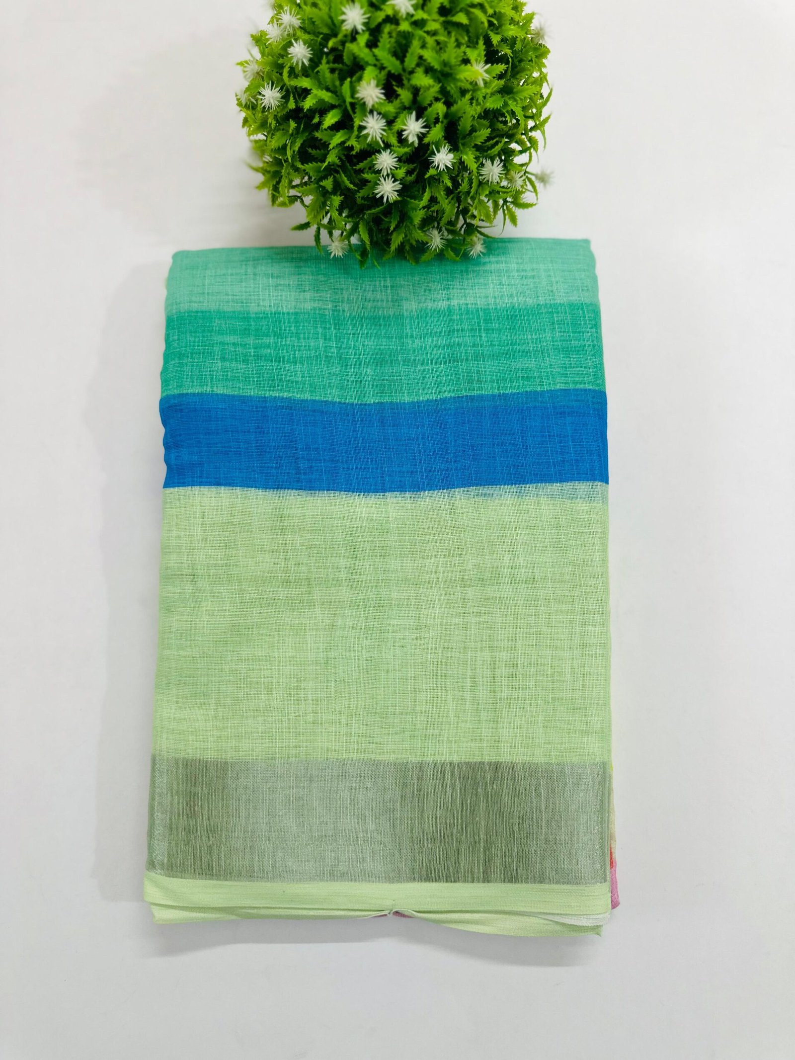 DLS001E2 RAINBOW-LINEN SAREE - Image 1