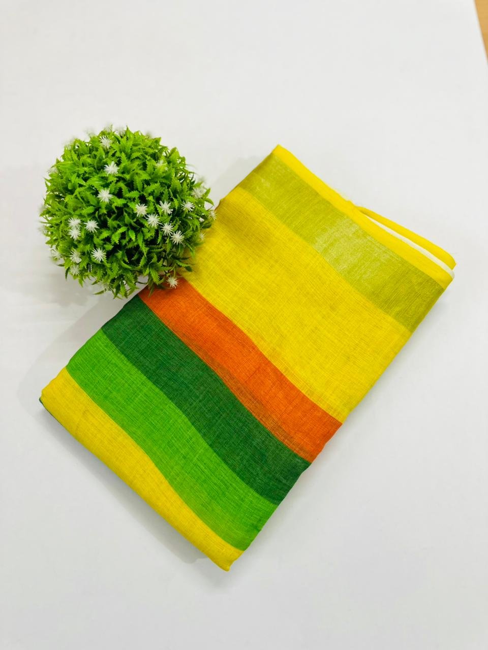 DLS001H2 RAINBOW-LINEN SAREE - Image 1