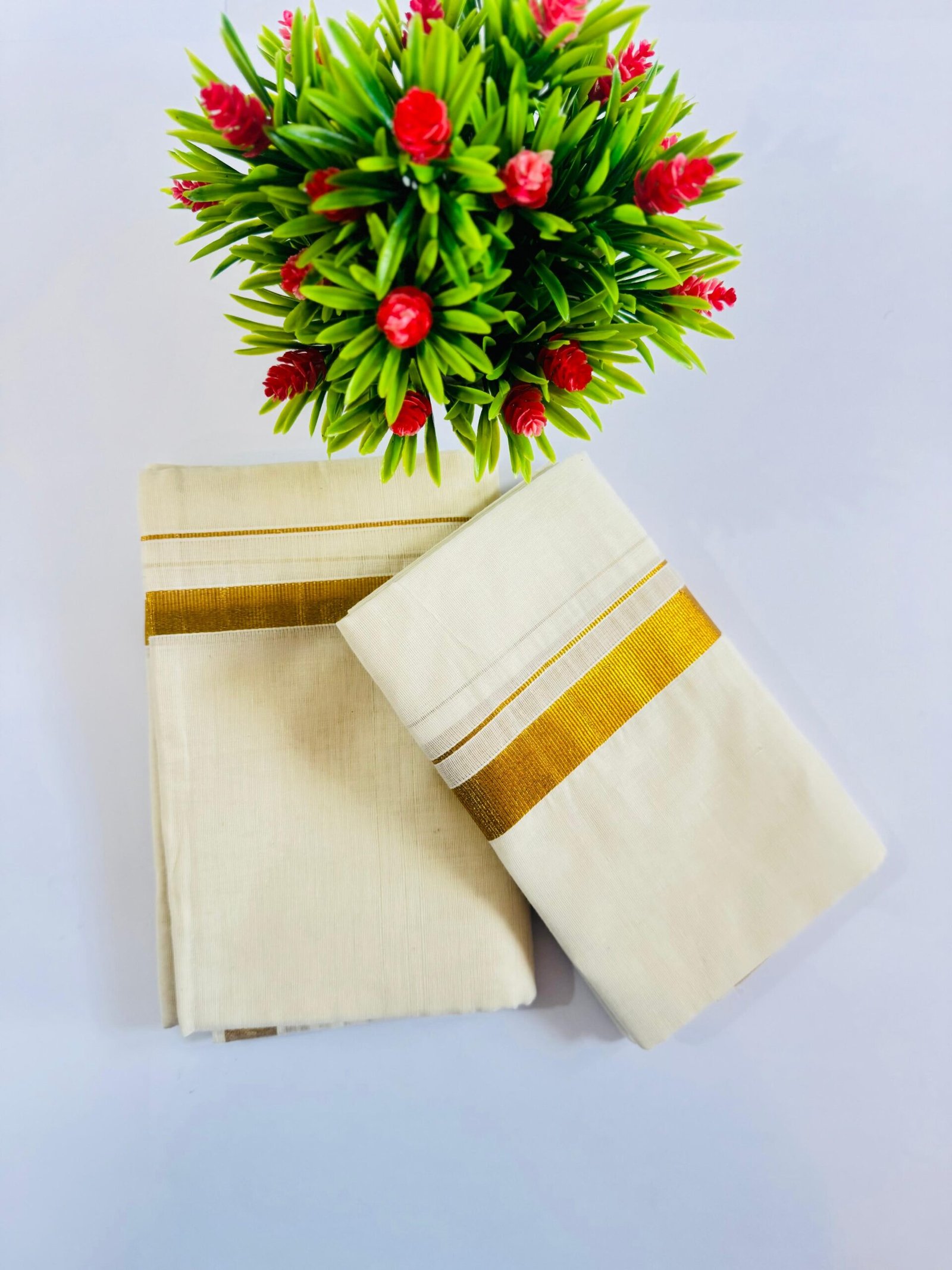 SP001 (2) Kerala Cotton Set Mundu (Single) - Image 1