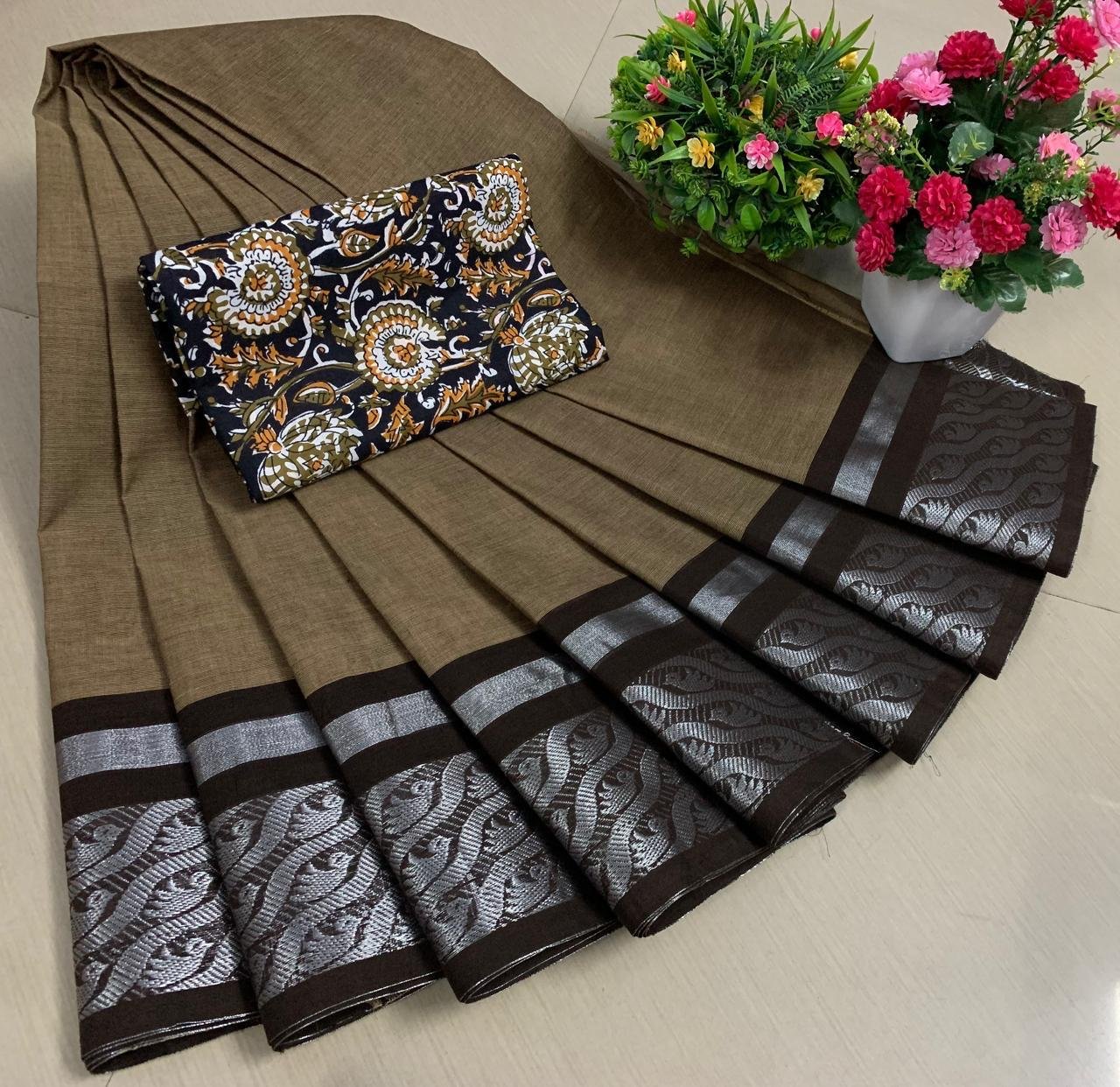 VPC009 Chettinad Cotton Saree - Image 1