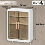 Plastic Wall Mounted Self Adhesive Bathroom Shelf Storage Cabinet for Kitchen Multipurpose Organizer with Doors and Shelves (Material- Plastic, White, Pack of 1 - Image 3