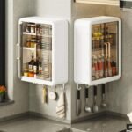 Plastic Wall Mounted Self Adhesive Bathroom Shelf Storage Cabinet for Kitchen Multipurpose Organizer with Doors and Shelves (Material- Plastic, White, Pack of 1 - Image 6