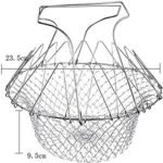 Foldable Steam Rinse Deep Frying Basket, Stainless Steel Fry French Basket Strainer Net Fried Filter Drainage Rack for Fried Food or Fruits Multifunctional Kitchen Cooking Tool - Image 2
