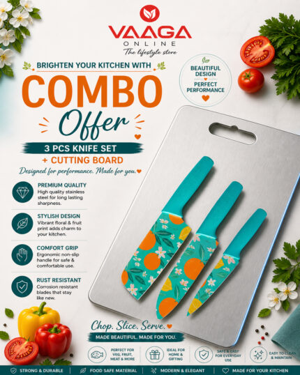 Steel Chopping board +3 pcs Knife